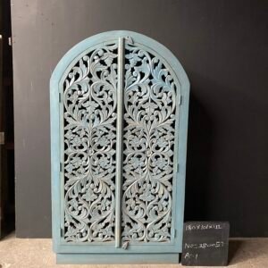 Hand-Carved Wooden Arched Cabinet | Distressed Blue Vintage Storage Cupboard (Copy)