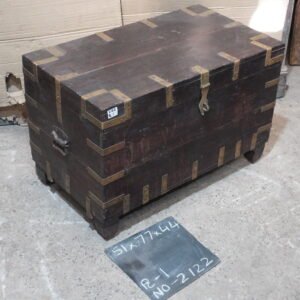 Vintage Indian Dowry Chest with Brass Straps