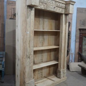 Hand-Carved Vintage Bookshelf in Solid Reclaimed Wood