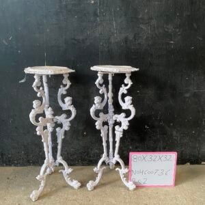 Pair of White Cast Iron Plant Stands - Victorian Style 