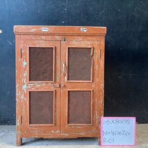 Vintage Distressed Mesh Door Cabinet - Teak Wood | Item No. 4600760