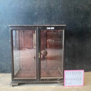 Vintage Black Wooden Glass Display Cabinet – 2 Door Showcase