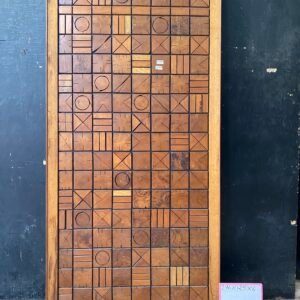 Handcrafted Abstract Grid Wood Wall Panel in Natural Teak