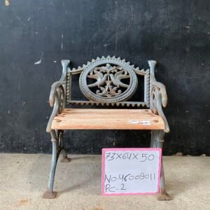 Vintage Cast Iron Garden Bench – Single Seater with Bird Motif Backrest