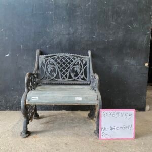 Vintage Cast Iron & Wood Garden Bench – Ornate 2-Seater Outdoor Furniture