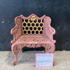 Vintage Cast Iron Garden Chair – Dusty Rose & Gold