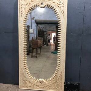 Hand-Carved Arch Mirror - Traditional Rajasthani Jharokha Style