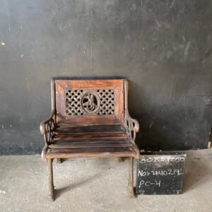 Antique-Style Cast Iron & Teak Wood Single Seater Bench