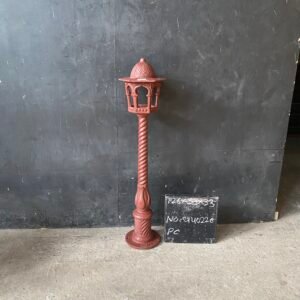 Vintage Cast Iron Mughal Garden Lamp Post - Terracotta Red