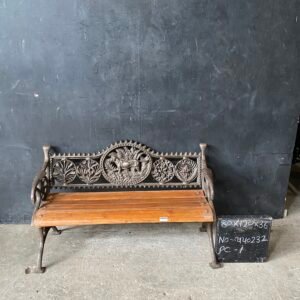 Vintage Cast Iron & Teak Wood Garden Bench