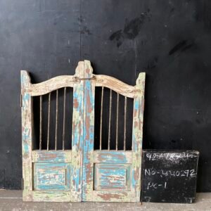 Antique Distressed Teak Wood Garden Gate - Turquoise Patina