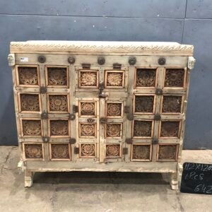 Vintage Hand-Carved Indian Sideboard Cabinet - Reclaimed Teak Wood