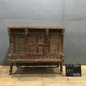 Vintage Indian Carved Wooden Storage Cabinet on Legs