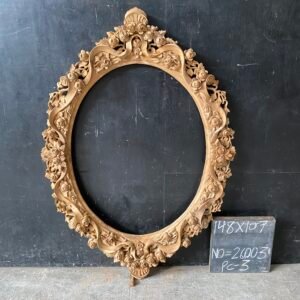 Grand Baroque Oval Wooden Frame - Hand-Carved Roses & Scrollwork
