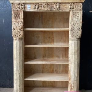 Antique Reclaimed Indian Door Carved Bookshelf
