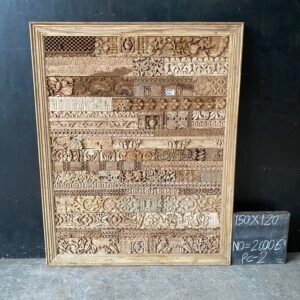 Vintage Carved Wood Mosaic Panel