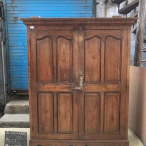 Antique Solid Wood 2-Door Wardrobe | Vintage Teak Almirah - Model #15934